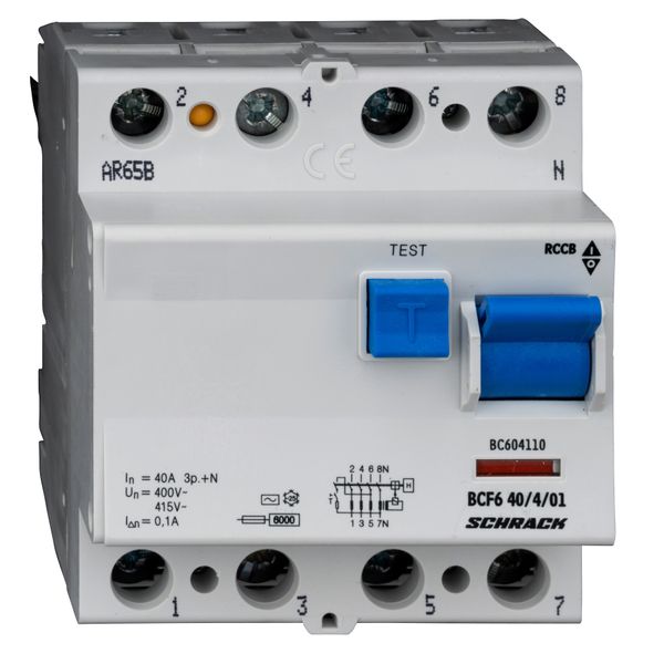 Residual current circuit breaker 40A, 4-p,100mA,type AC,6kA image 9