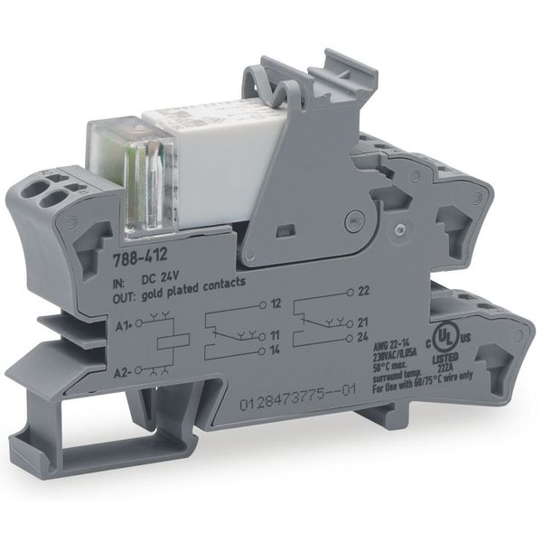 Relay module Nominal input voltage: 24 VDC 2 changeover contacts gray image 8