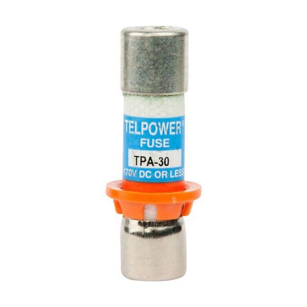 Eaton Bussmann series TPA telecommunication fuse, Indication pin, Orange ring for correct fuse position, 170 Vdc, 30A, 100 kAIC, Non Indicating, Current-limiting, Ferrule end X ferrule end image 1