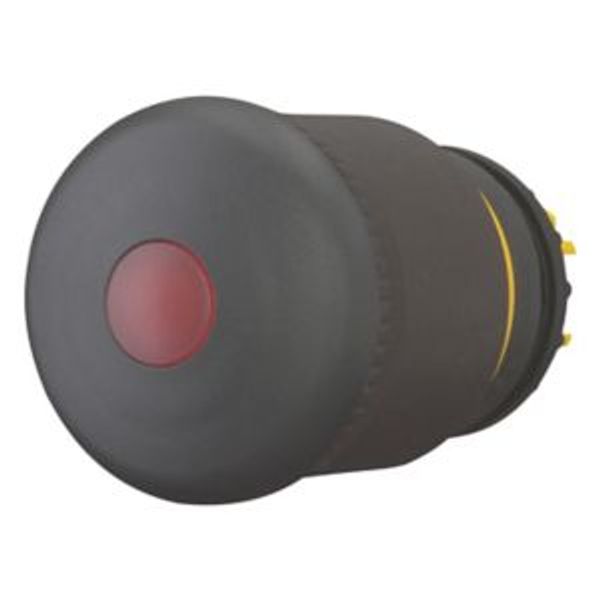 HALT/STOP-Button, RMQ-Titan, Mushroom-shaped, 38 mm, Illuminated with LED element, Pull-to-release function, Black, yellow, RAL 9005 image 2