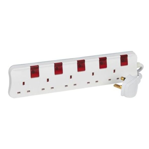 Multi-Outlet Extension Sockets Britich Standard 5X2P+E + 5 SWITCHES Illuminated Britich Standard PLUG + 3M CABLE LENGTH image 1