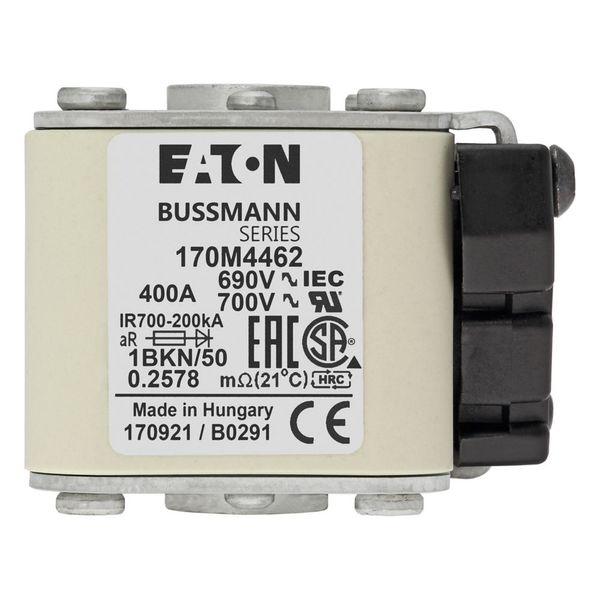 Fuse-link, high speed, 400 A, AC 690 V, size 1, 53 x 69 x 51 mm, aR, IEC, UL, type K indicator, flush end, M8 image 15