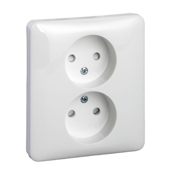 Exxact double socket-outlet unearthed screw white image 2