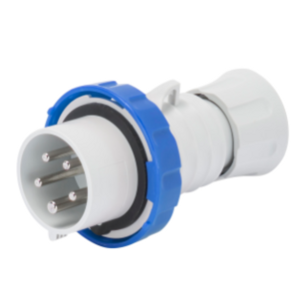 STRAIGHT PLUG HP - WITH FASE INVERTER - IP66/IP67/IP68/IP69 - 3P+E 32A 200-250V - BLUE - 9H - SCREW WIRING image 1