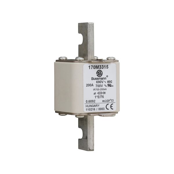 Fuse-link, high speed, 200 A, AC 690 V, compact size 1, 45 x 59 x 102 mm, aR, IEC, UL, visual indicator image 7