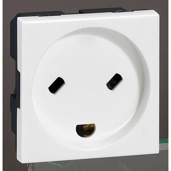 Socket outlet Mosaic - Danish - 2P+E - for UPS - with shutters - 2 mod - white image 2