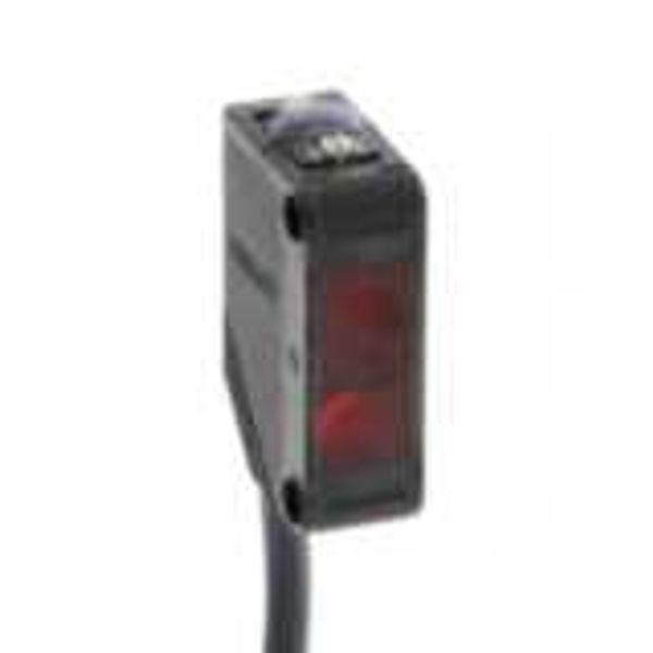 Photoelectric sensor, rectangular housing, red LED, background suppres image 1