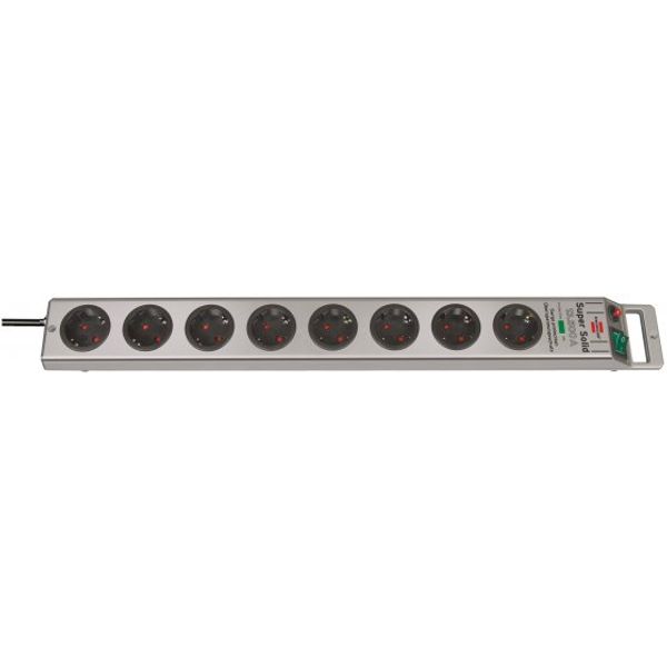 Super-Solid 13.500A extension socket with surge protection 8-way silver 2,5m H05VV-F 3G1,5 image 1