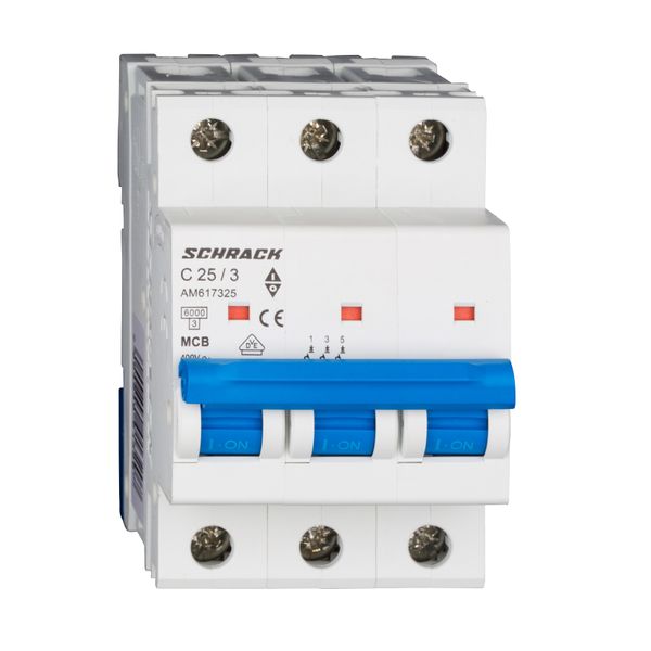 Miniature Circuit Breaker (MCB) AMPARO 6kA, C 25A, 3-pole image 1