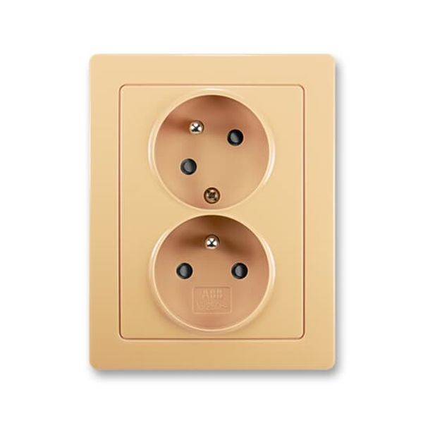 5513J-C02357 D1 Double socket outlet with earthing pins, shuttered, with turned upper cavity image 1
