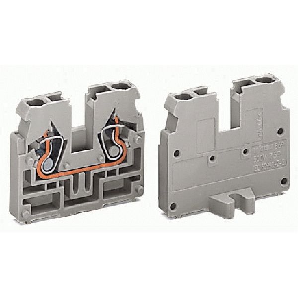 2-conductor end terminal block without push-buttons with fixing flange image 1