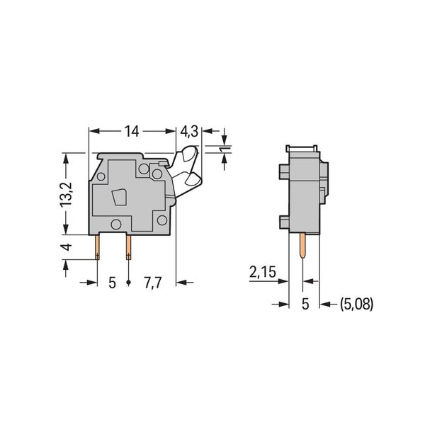 Stackable PCB terminal block push-button 2.5 mm² yellow image 2