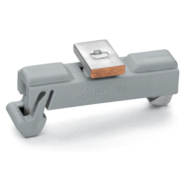 Carrier with grounding foot parallel to carrier rail 15 mm long gray image 2