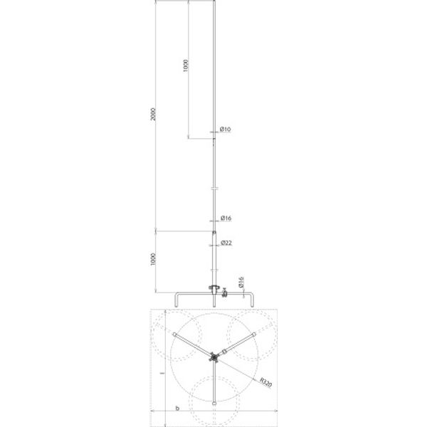 Air-term. rod D 22/16/10mm L 3000mm Al with tripod R 320mm St/tZn image 2