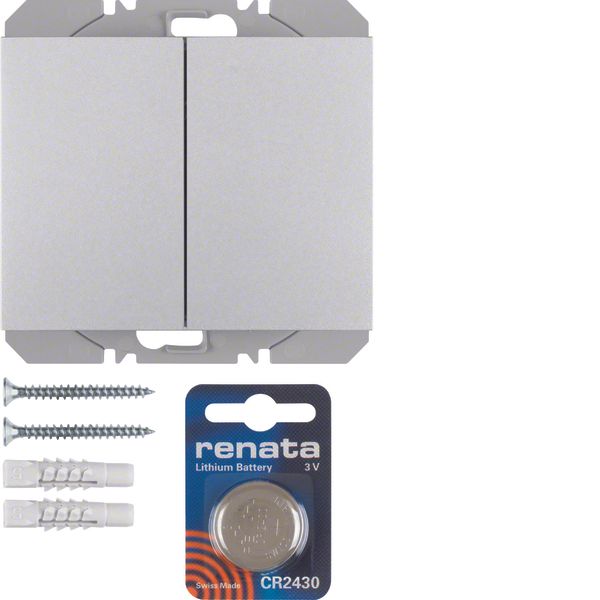 KNX radio wall-transmitter 2gang flat quicklink, K.5, al., matt, lacq. image 1