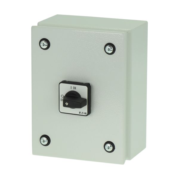 On-Off switch, P1, 40 A, 3 pole + N, surface mounting, with black thumb grip and front plate, in steel enclosure image 5