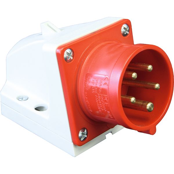 CEE wall-mounted appliance plug, IP44, 32A, 5-pole, 400V, 6h, red image 1