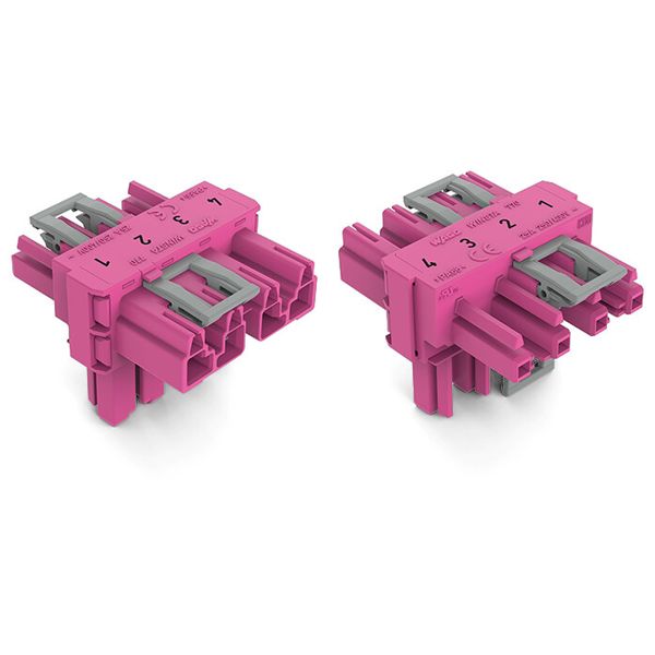 T-distribution connector 4-pole Cod. B pink image 2