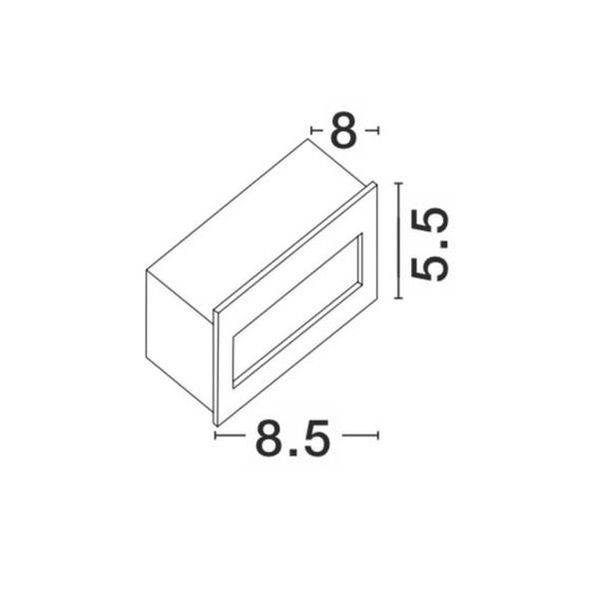 White Aluminium LED 2Watt 95Lm 3000K 220-240 Volt 50Hz Beam Angle 17o IP54 L: 8.5 W: 8 H: 5.5 cm Cut Out: 8.1 x 4.2 cm image 1