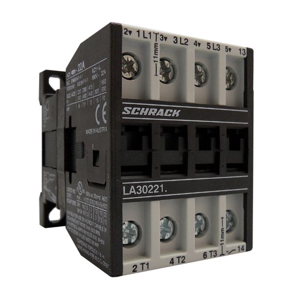 Contactor, 11kW, 22A AC3, 32A AC1, 3-pole, 1NO, 230VAC image 1