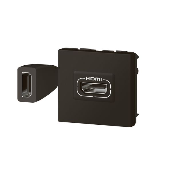 HDMI preterminated socket 2 modules mat black Mosaic image 2