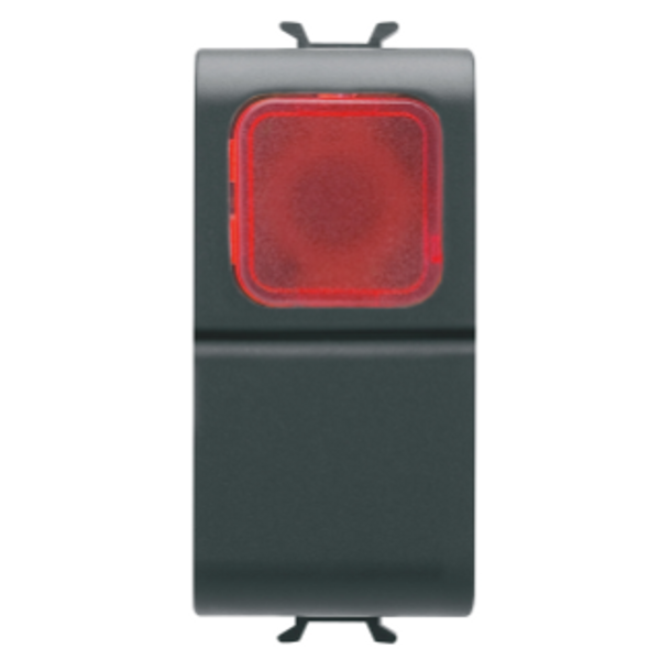 PUSH-BUTTON 1P 250V ac - NO 16A -  RED DIFFUSER - 1 MODULE - SATIN BLACK - CHORUSMART image 1