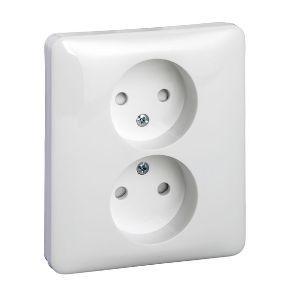 Exxact double socket-outlet unearthed screwless white image 3