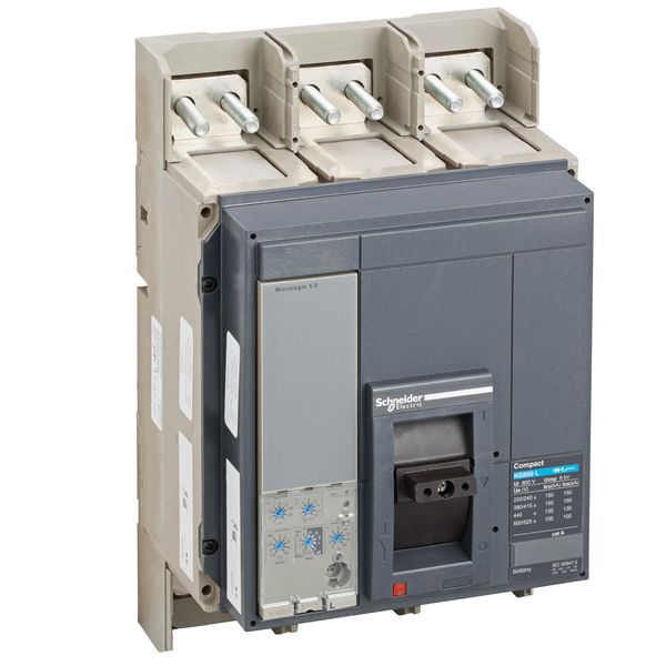 circuit breaker ComPact NS800L, 150 kA at 415 VAC, Micrologic 5.0 trip unit, 800 A, fixed,3 poles 3d image 1