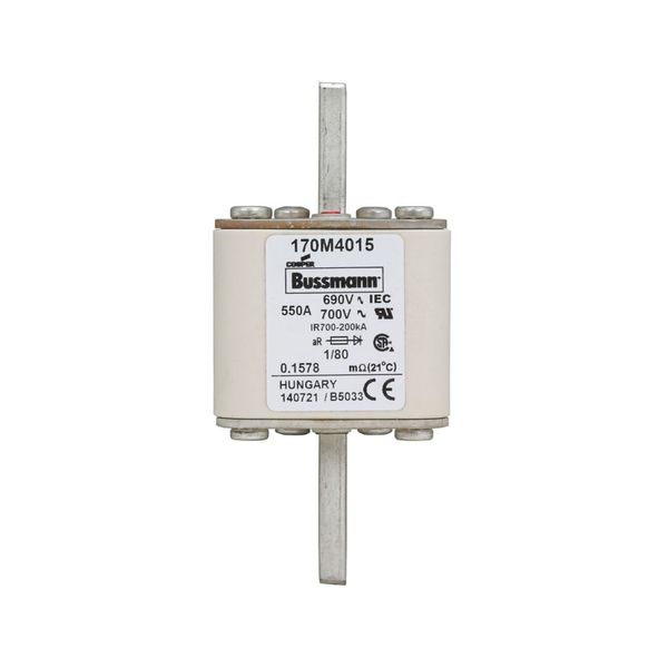 Fuse-link, high speed, 550 A, AC 690 V, DIN 1, 53 x 53 x 108 mm, aR, DIN, IEC, single indicator image 5