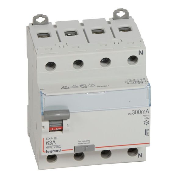 RCD DX³-ID - 4P - 400 V~ neutral right hand side - 63 A - 300 mA - AC type image 1
