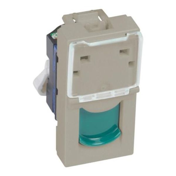 Arteor™ - RJ45 socket category 6 UTP 1 module Champagne with green shutter image 1