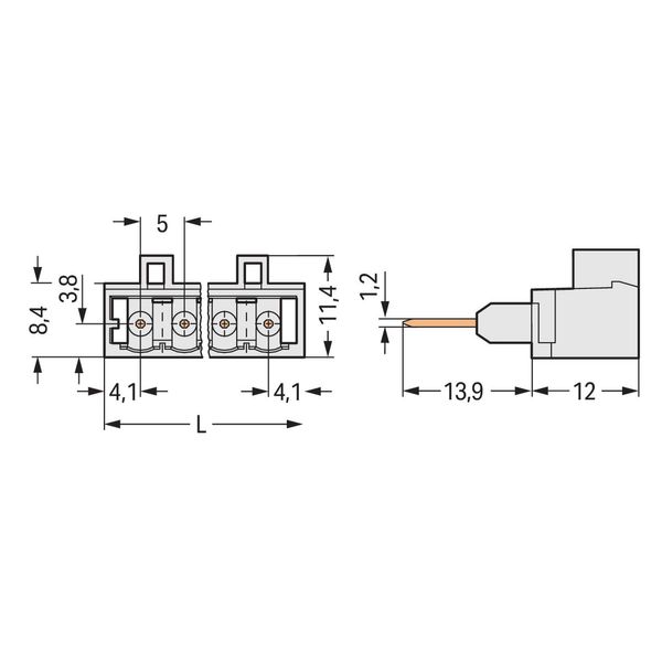 Male connector for rail-mount terminal blocks 1.2 x 1.2 mm pins straig image 2
