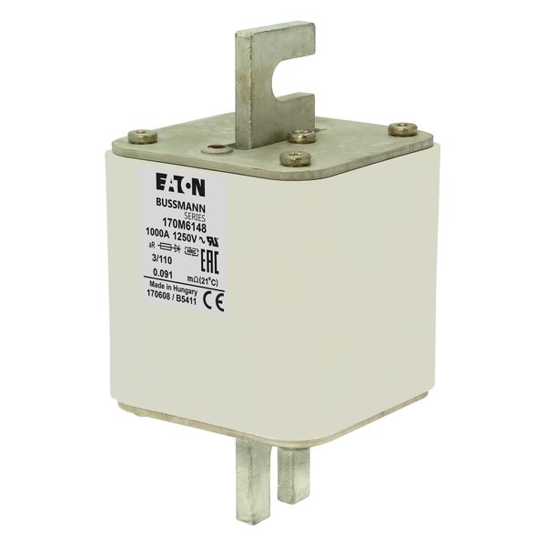 Fuse-link, high speed, 1000 A, AC 1250 V, size 3, 76 x 90 x 139 mm, aR, DIN, IEC, single indicator image 5