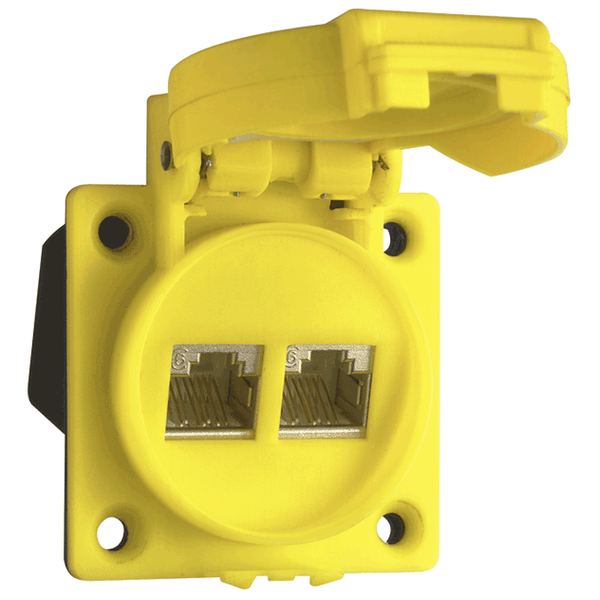 Built-in socket outlet, IP55, yellow image 1