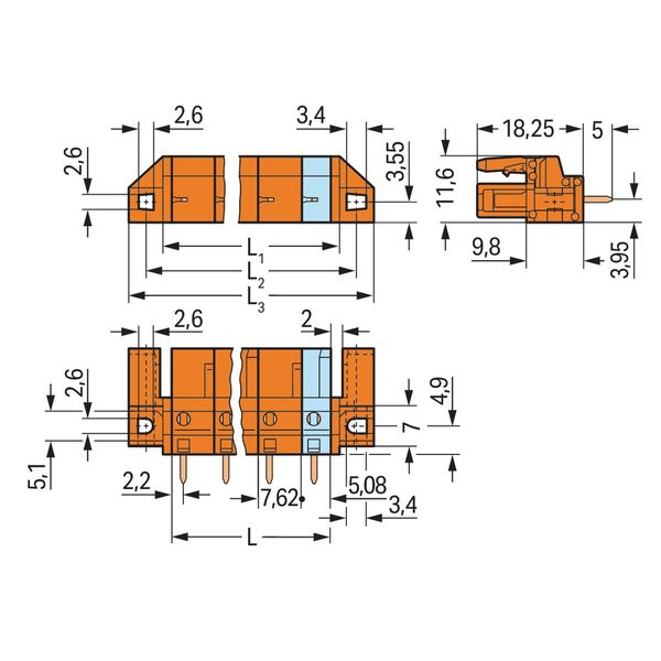 THT female header straight Pin spacing 7.62 mm orange image 2