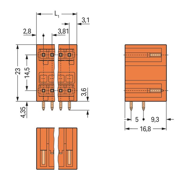 THT double-deck male header 1.0 x 1.0 mm solder pin angled orange image 2