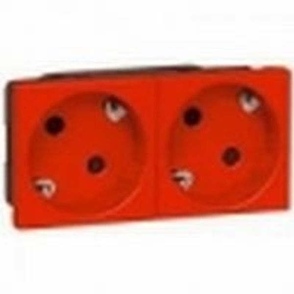 Multi-support multiple socket Mosaic - 2 x 2P+E automatic terminals - red image 1