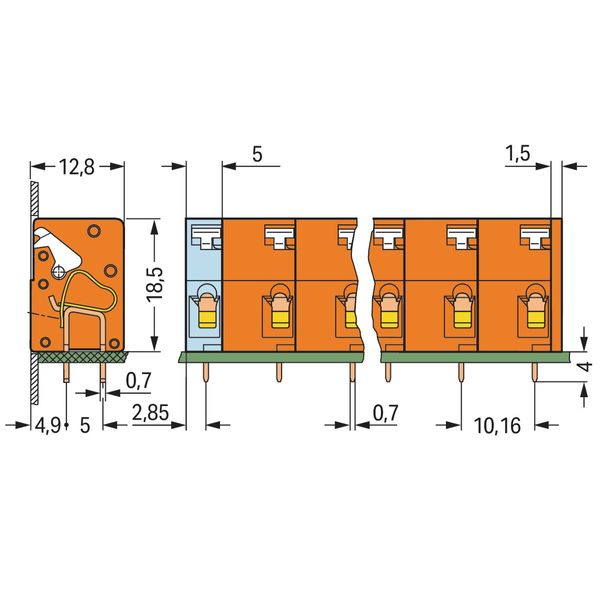 PCB terminal block push-button 2.5 mm² orange image 1