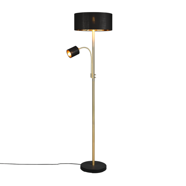 Motel floor lamp with reading light E27+E14 matt brass image 1