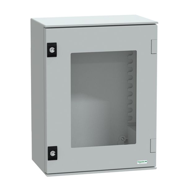 wall-mounting enclosure polyester monobloc IP66 H430xW330xD200mm glazed door image 1