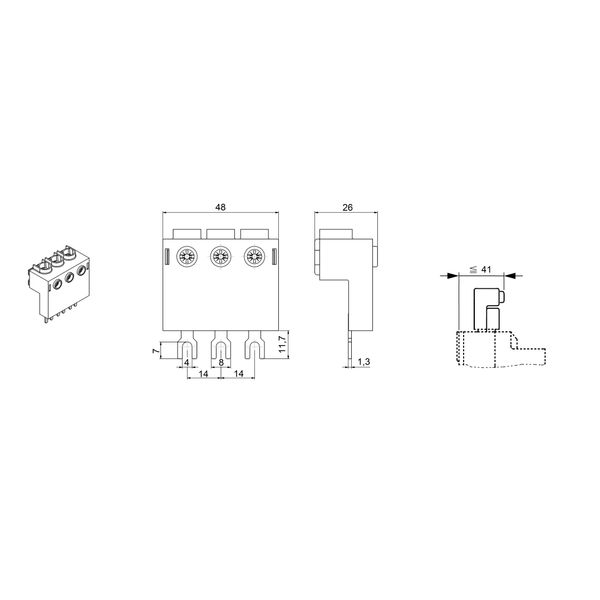 3-pole infeed terminal for BE5, cover can be mounted image 2