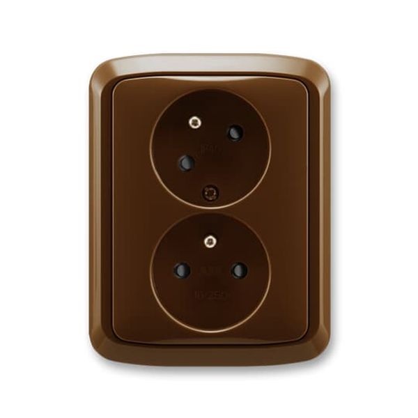 5513A-C02357 H Double socket outlet with earthing pins, shuttered, with turned upper cavity ; 5513A-C02357 H image 1