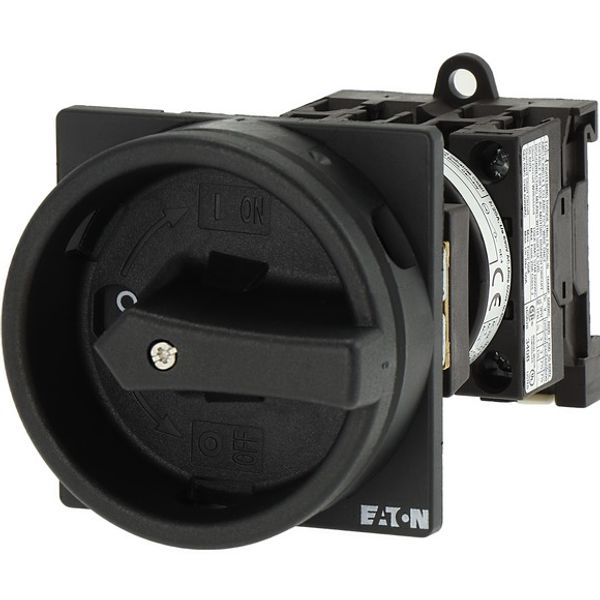 Main switch, T0, 20 A, rear mounting, 2 contact unit(s), 3 pole + N, STOP function, With black rotary handle and locking ring, Lockable in the 0 (Off) image 5