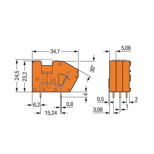 Stackable PCB terminal block with commoning option 2.5 mm² orange image 3