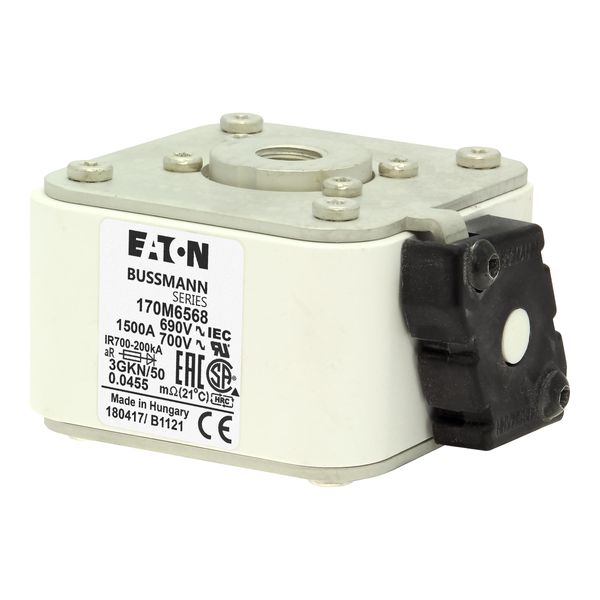 Fuse-link, high speed, 1500 A, AC 690 V, size 3, 76 x 92 x 53 mm, aR, IEC, UL, single indicator image 10