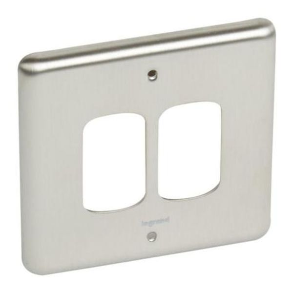 Front plate Synergy - 2 Grid module - 1 gang - authentic brushed stainless steel image 1