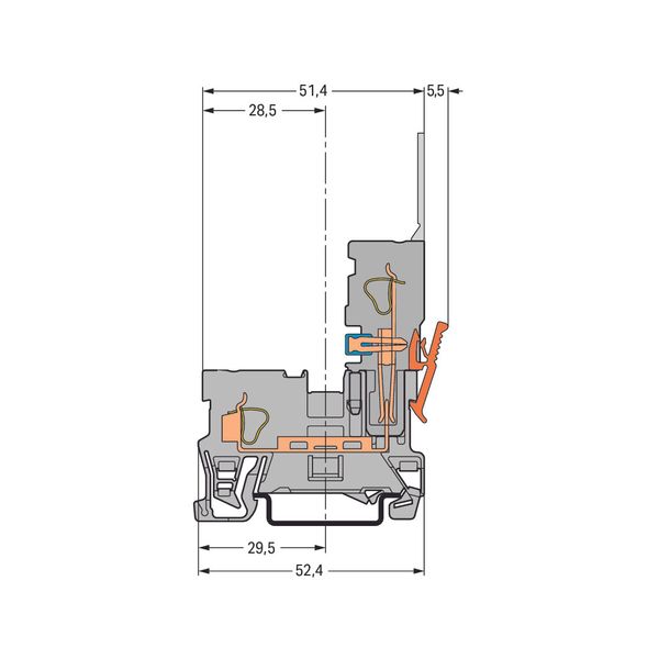 1-conductor/1-pin carrier terminal block for DIN-rail 35 x 15 and 35 x image 1