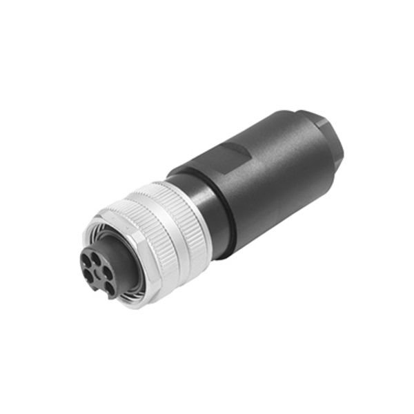 Round plug (field customisable), Female socket, straight, Screw connec image 1