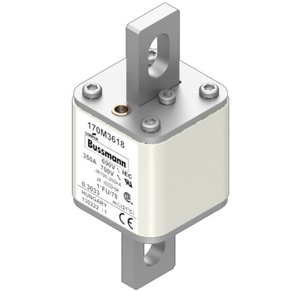 Fuse-link, high speed, 350 A, AC 690 V, compact size 1, 45 x 45 x 110 mm, aR, IEC, UL image 2