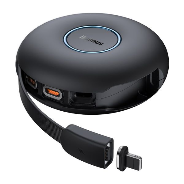 Cable USB C plug - magnetic adapters USB C, IP Lightning, micro USB, 20W black with retraction box BASEUS image 3